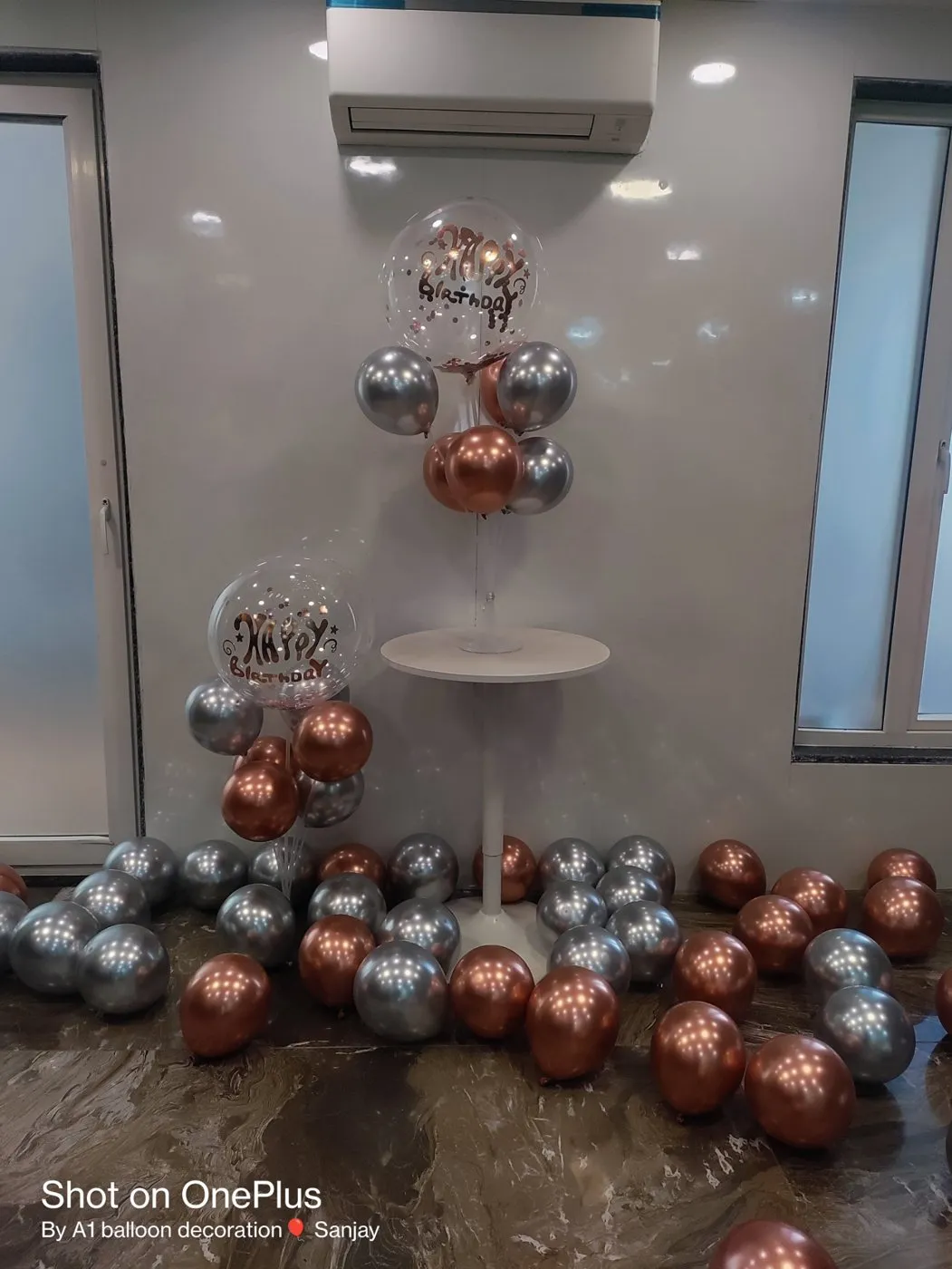 Metallic balloon table centrepieces