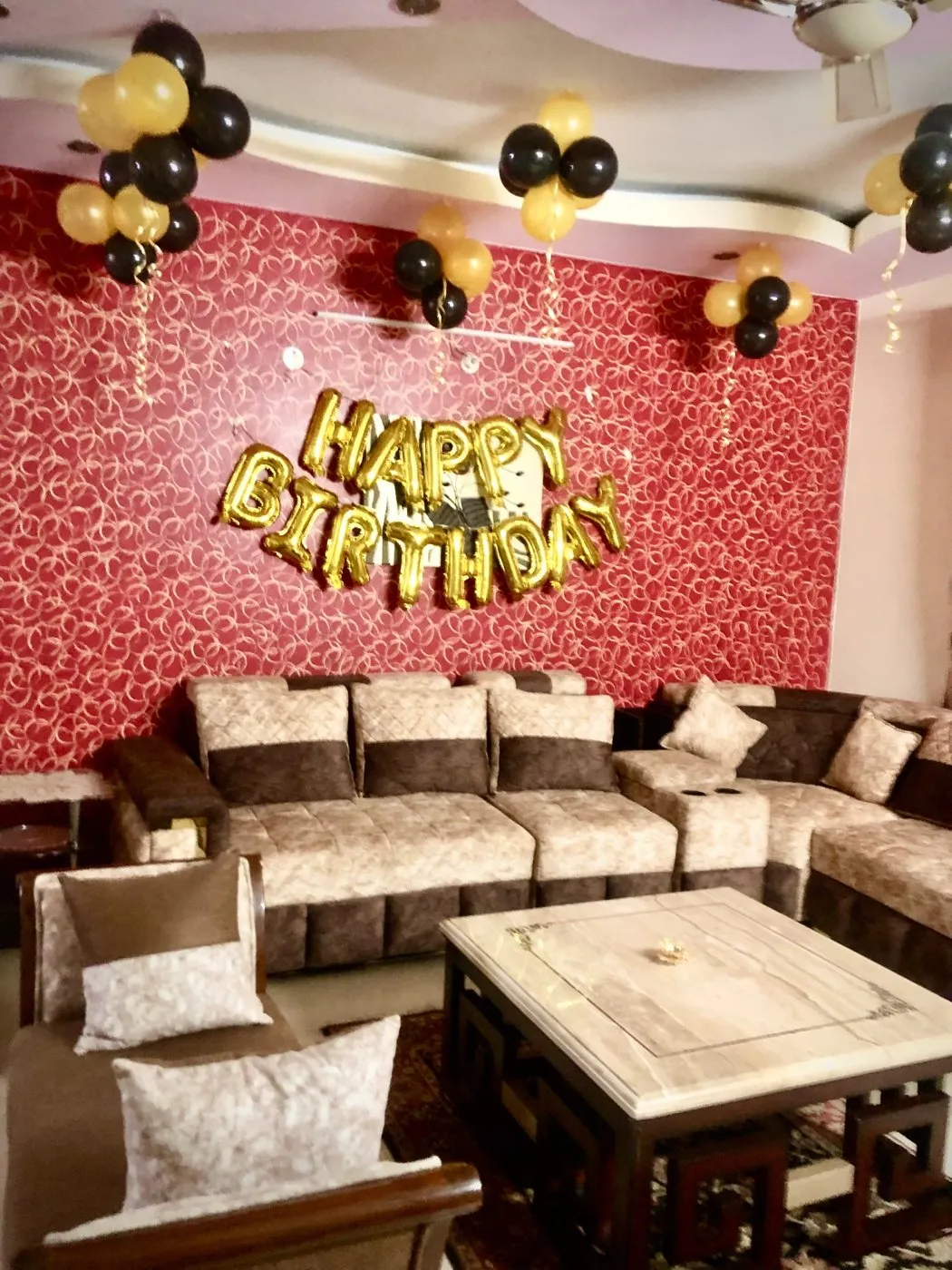 Balloon decoration setup for a corporate or home event